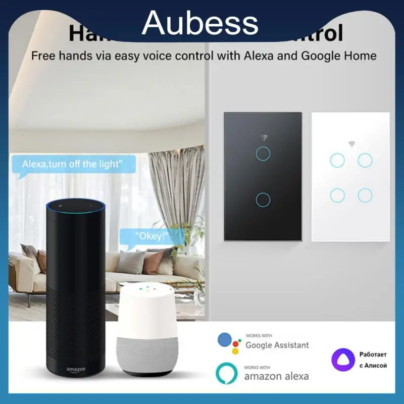 

Настенный смарт-переключатель с голосовым управлением, 1/2/3/4 клавиши