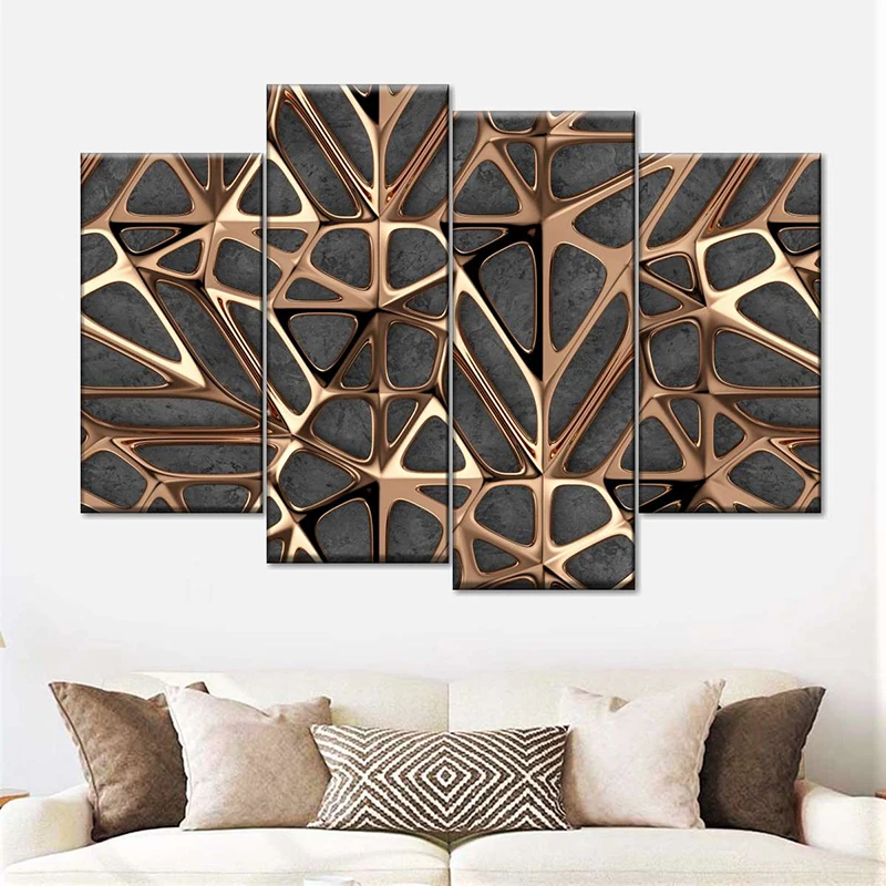 

Золотая Роскошная Картина на холсте без рамки, настенный постер в скандинавском стиле, современные картины с принтом, абстрактный домашний ...