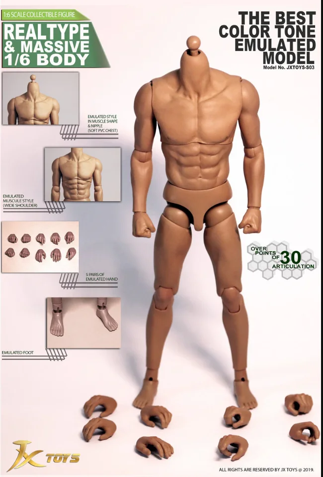 JXtoys S01 S02 S03 1/6 Мужской мускулистый шарнирный корпус JXS01 JXS02 JXS03 12-дюймовая