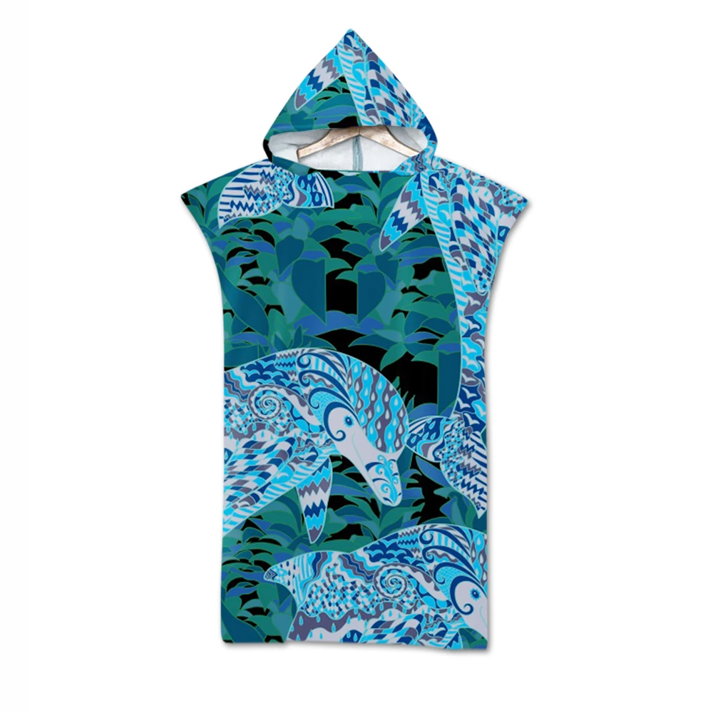 

Hooded Beach Towel Printed Quick-drying Change Robe Microfiber Poncho Towel Swimming Beach Surf Ultra-light Bath Towel