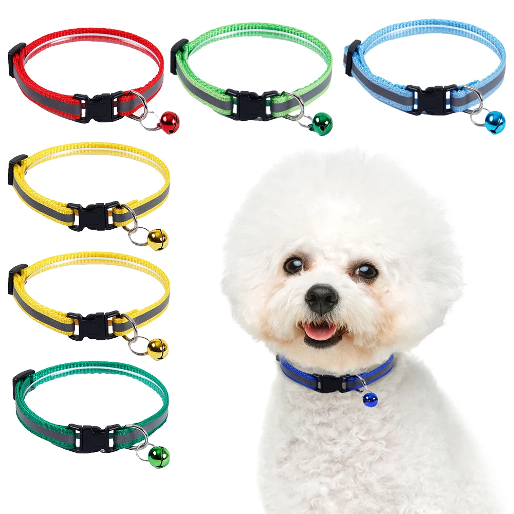 

Safety Dog Cat Collar Cat Necklace Adjustable Pet Reflective Patch Collar Cat Buckle Dog Collar Bell Collar Dog Cat Accessories