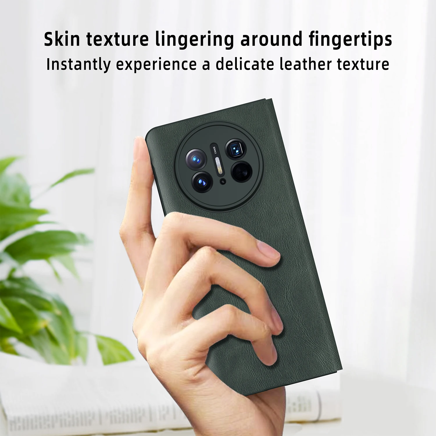 For Huawei Mate X3 Case Luxury Plain Leather Intelligent Window Folding Shockproof All Inclusive Protection Back Cover Accessory