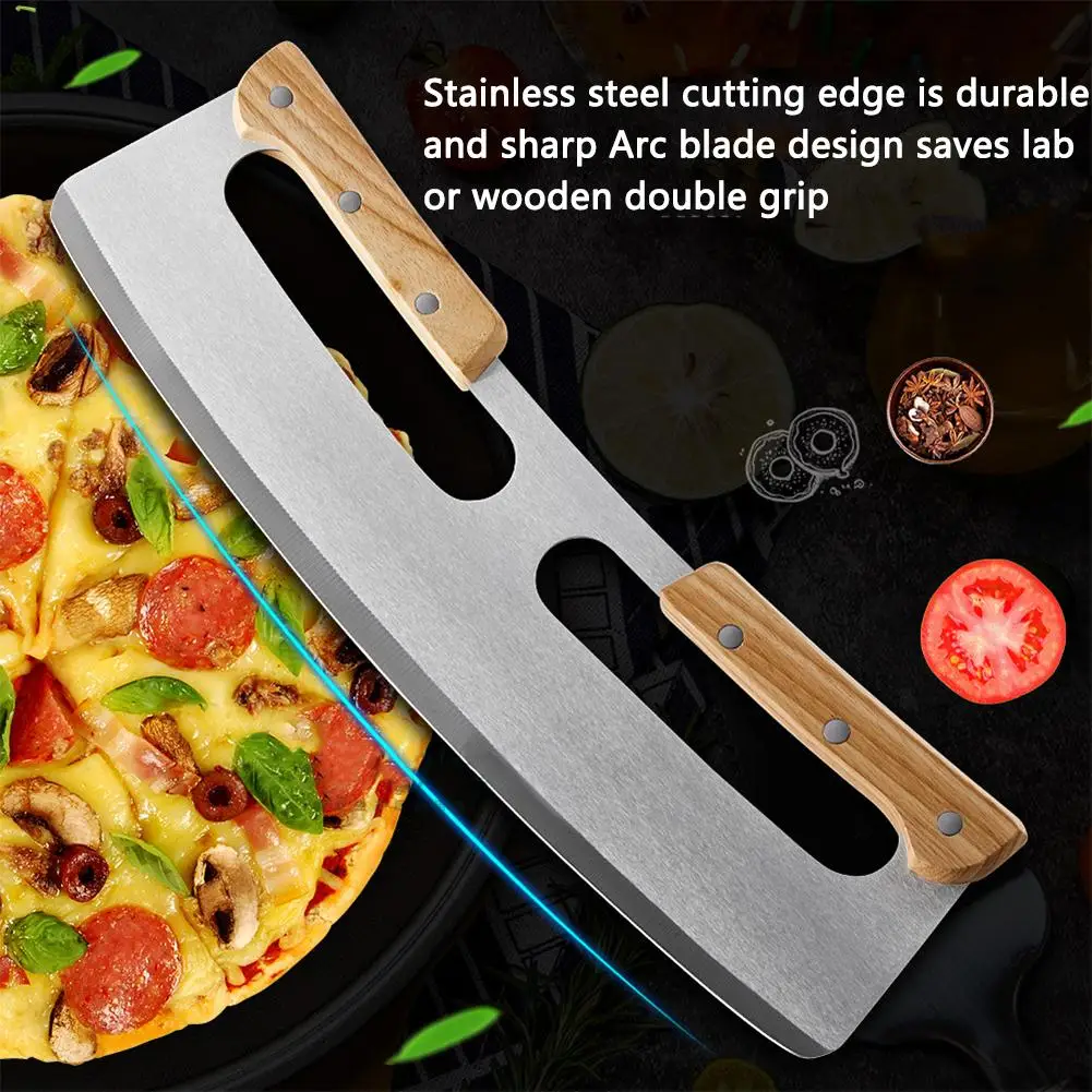 

Portable Pizza Cutter With Double Handle Stainless Steel Pizza Divider With Protective Case For Kitchen Baking