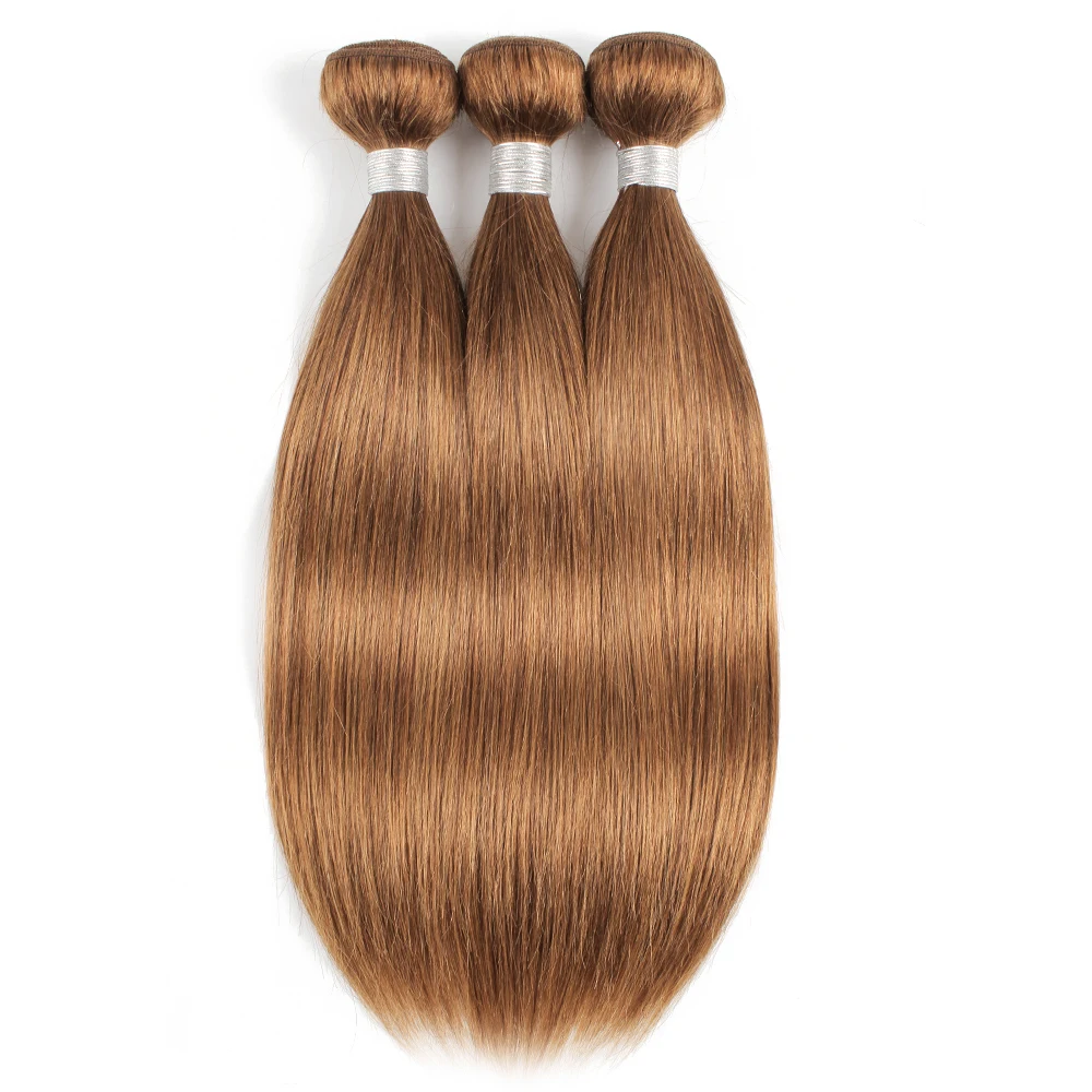 3 Bundles Color #30 Medium Auburn 300g/Lot Remy Indian Human Hair Extension 16-24 Inch Quality Thick Ends Hair Wefts