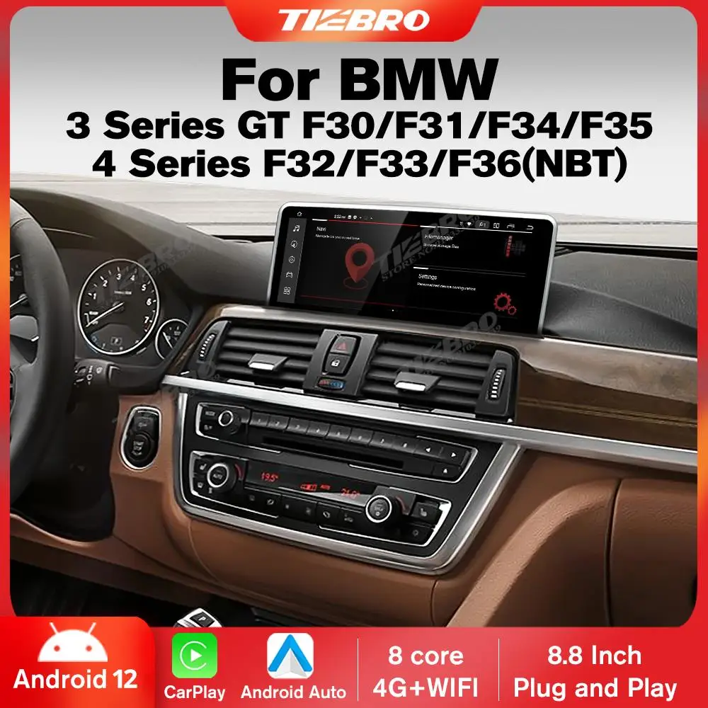 

TIEBRO Carplay 10.25'' Auto For BMW 3 Series 4 Series F30 F31 F32 F33 F34 F35 F36 NBT Car Radio Stereo Player 1920*720P Android