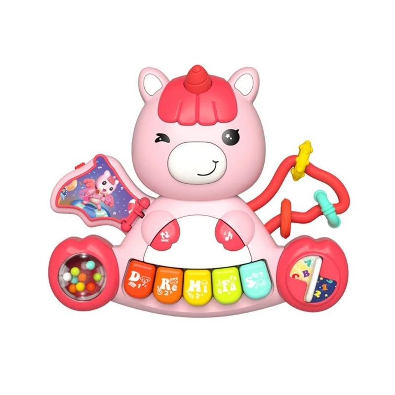 

HUYU Baby Musical Learning Toy Kids Portable Multifunctional Piano with Lights Children Piano Rotating Rattle Toy