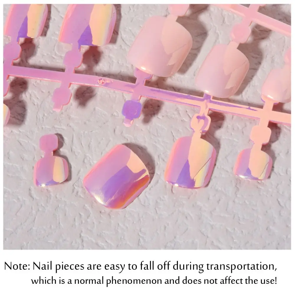 24 шт. съемные искусственные акриловые ложные ногти Aurora Mirror Toe Nails для ног.