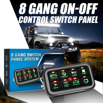 8 gangs Switch Panel Universal LED On-Off Slim Control DC 12-24V Power System Electronic Relay System for SUV CAMPER RV MARINE