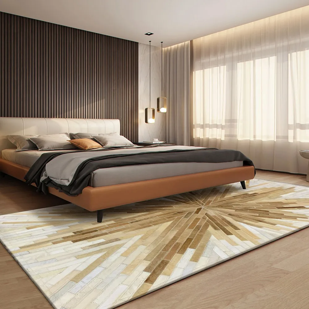 

Лоскутный коврик в американском стиле из натуральной воловьей кожи коричневого цвета, прикроватный коврик из натуральной кожи, новогодний Декоративный Напольный Коврик