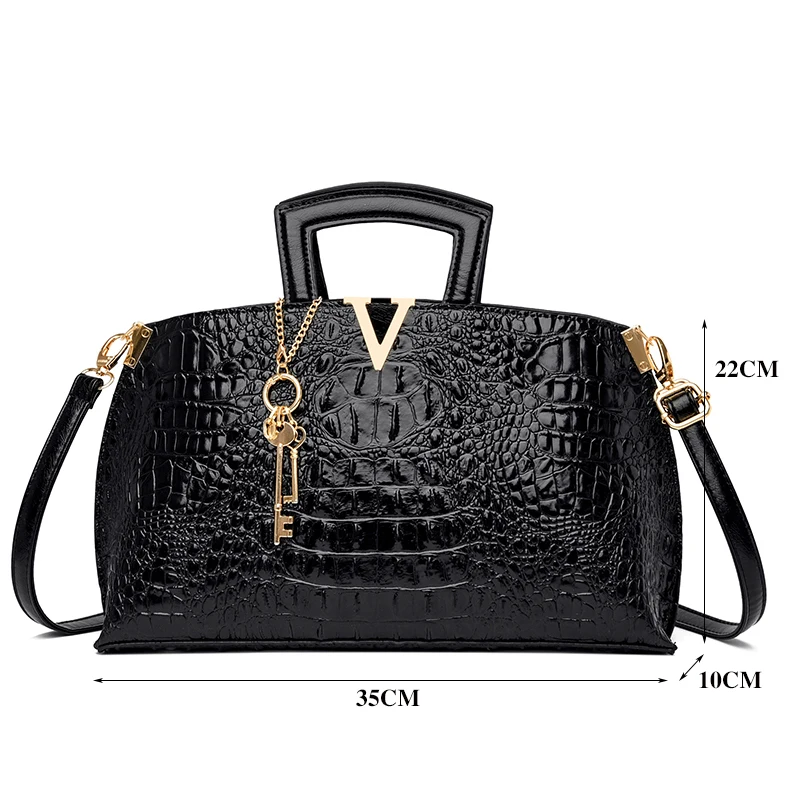 fashion crocodile pattern handbags womens designer high quality luxury leather shoulder crossbody bags large hand bag for ladies free global shipping