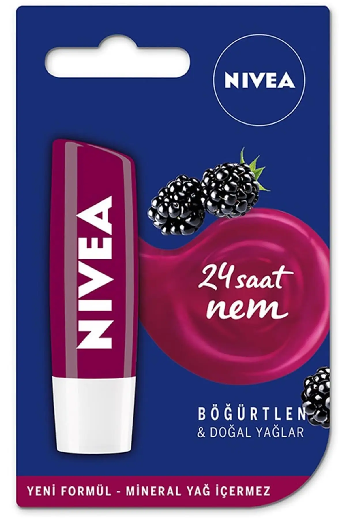 

Brand: Nivea Böğürtlen Lip Care Cream 4,8g Category: Lip Balm and Scrub