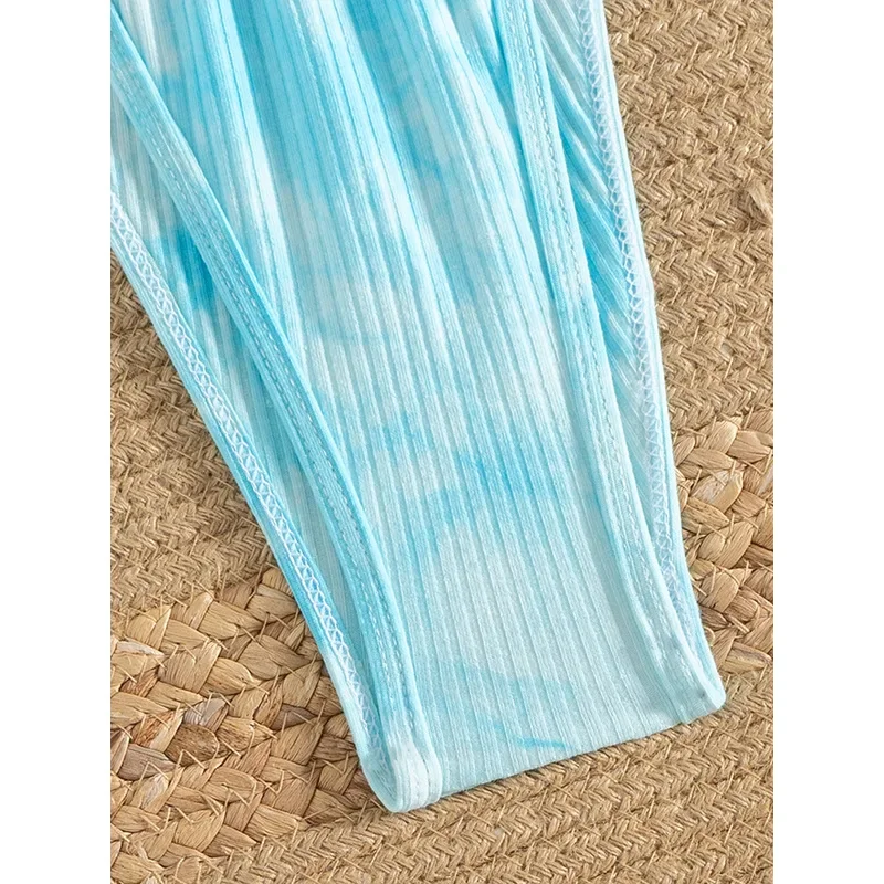 Сексуальное синее микро-бикини 2025 женский купальник Tie Dye стринги комплект бикини