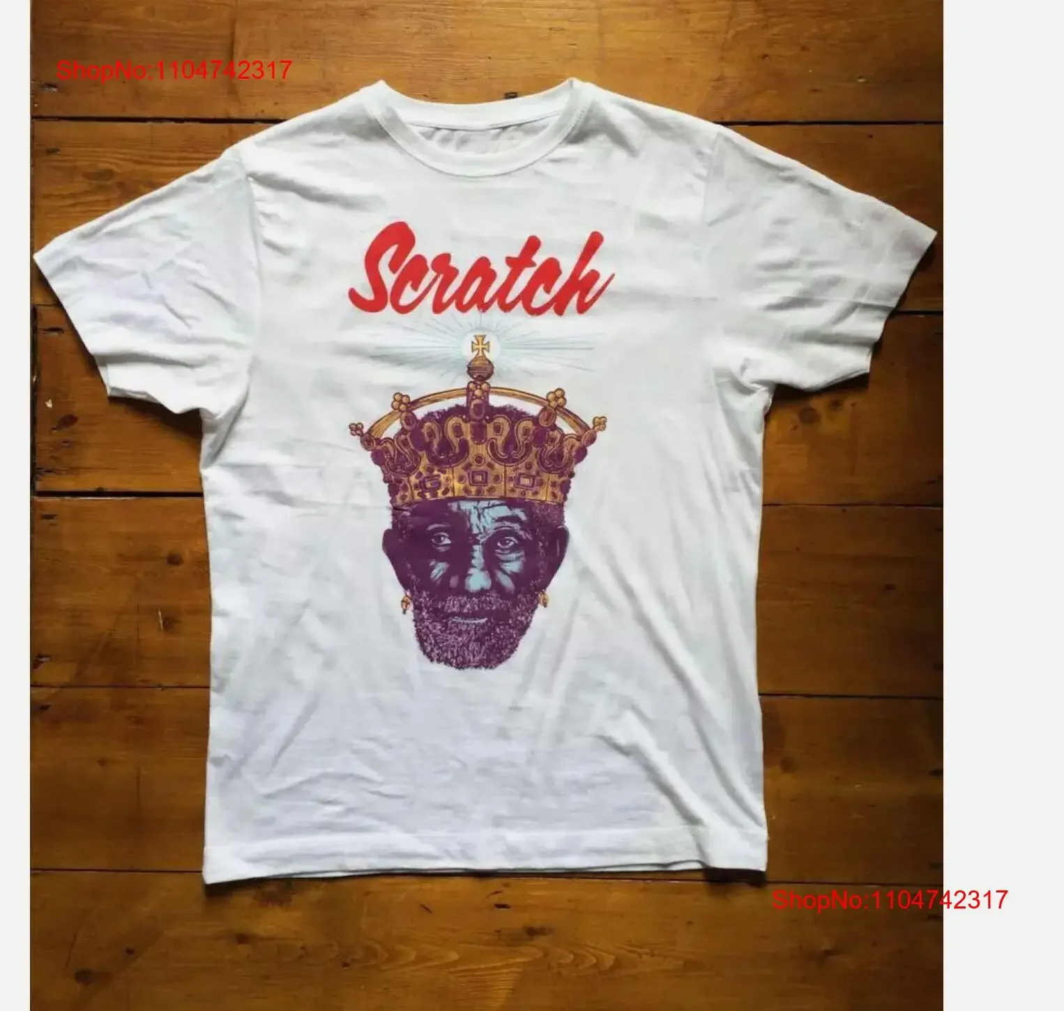 Фото Футболка в стиле ретро My King Lee Scratch Perry, белая, S 5XL, винтажная стираная уличная одежда, слегка мягкая повседневная эластичная футболка унисекс с рисунком №1