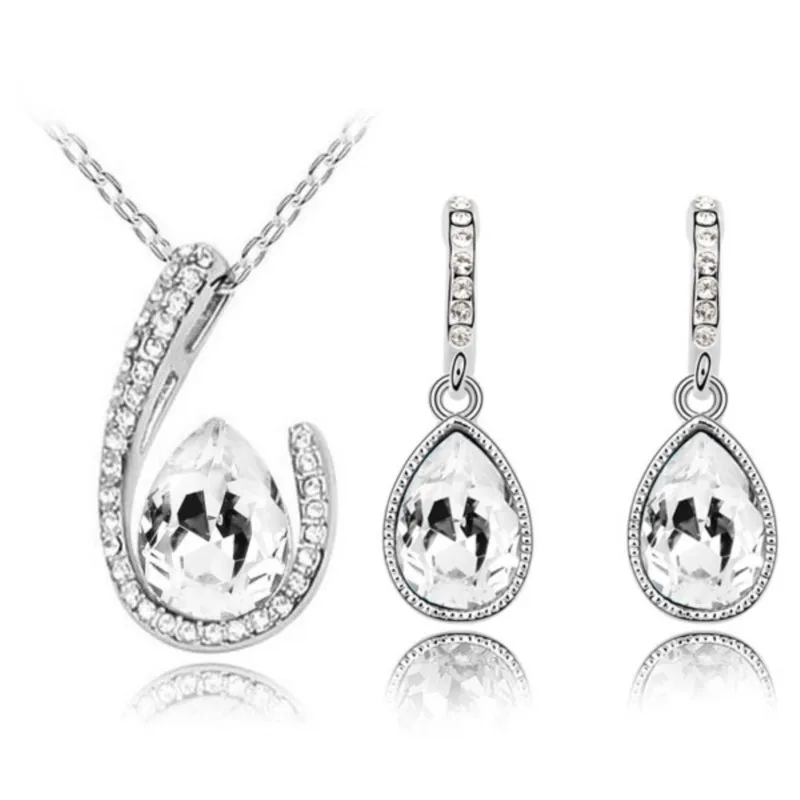 Австрийский кристалл слеза воды Чешский AAAA + стразы ожерелье серьги подвеска