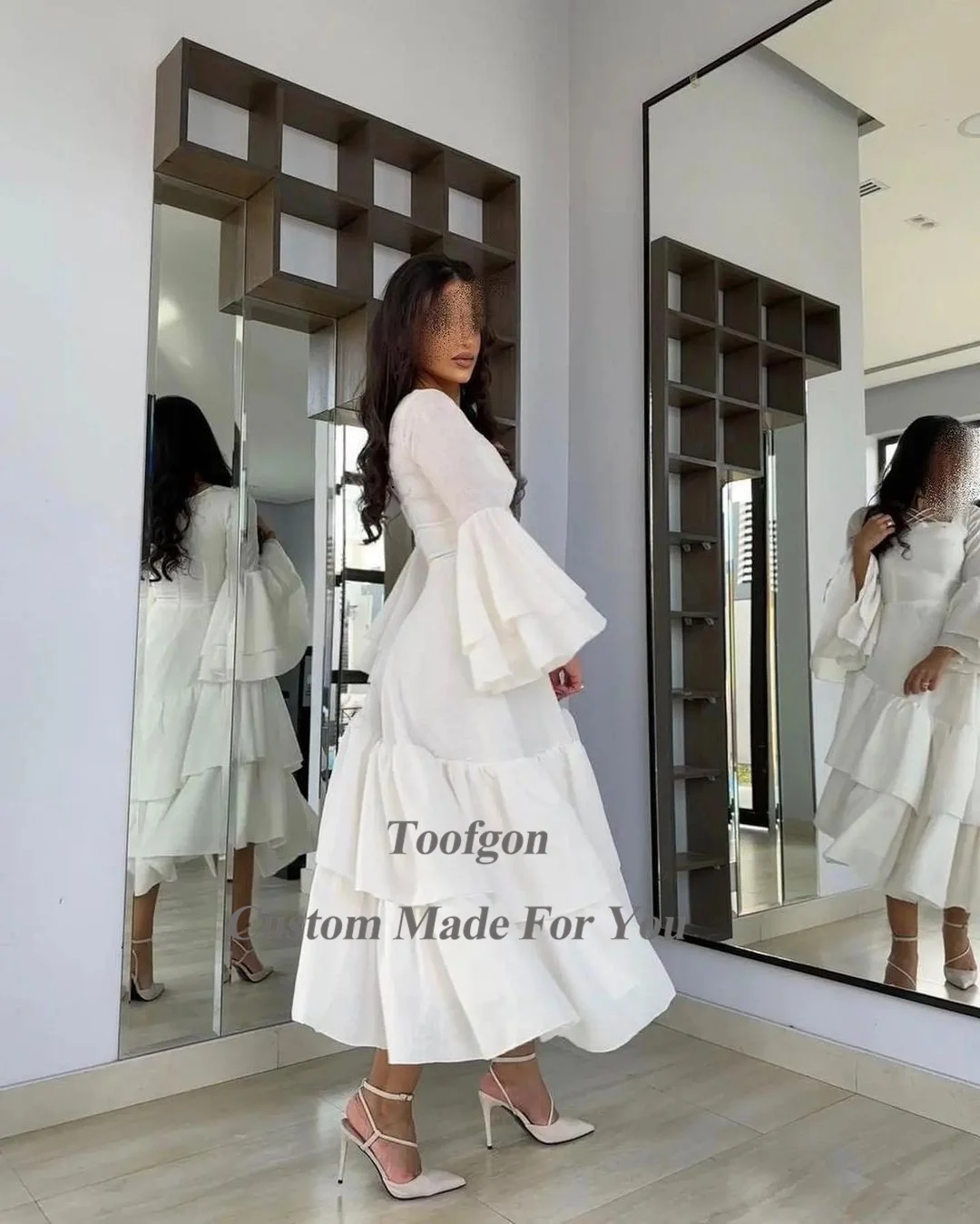 Пляжные шифоновые свадебные платья с длинными рукавами Свадебные по