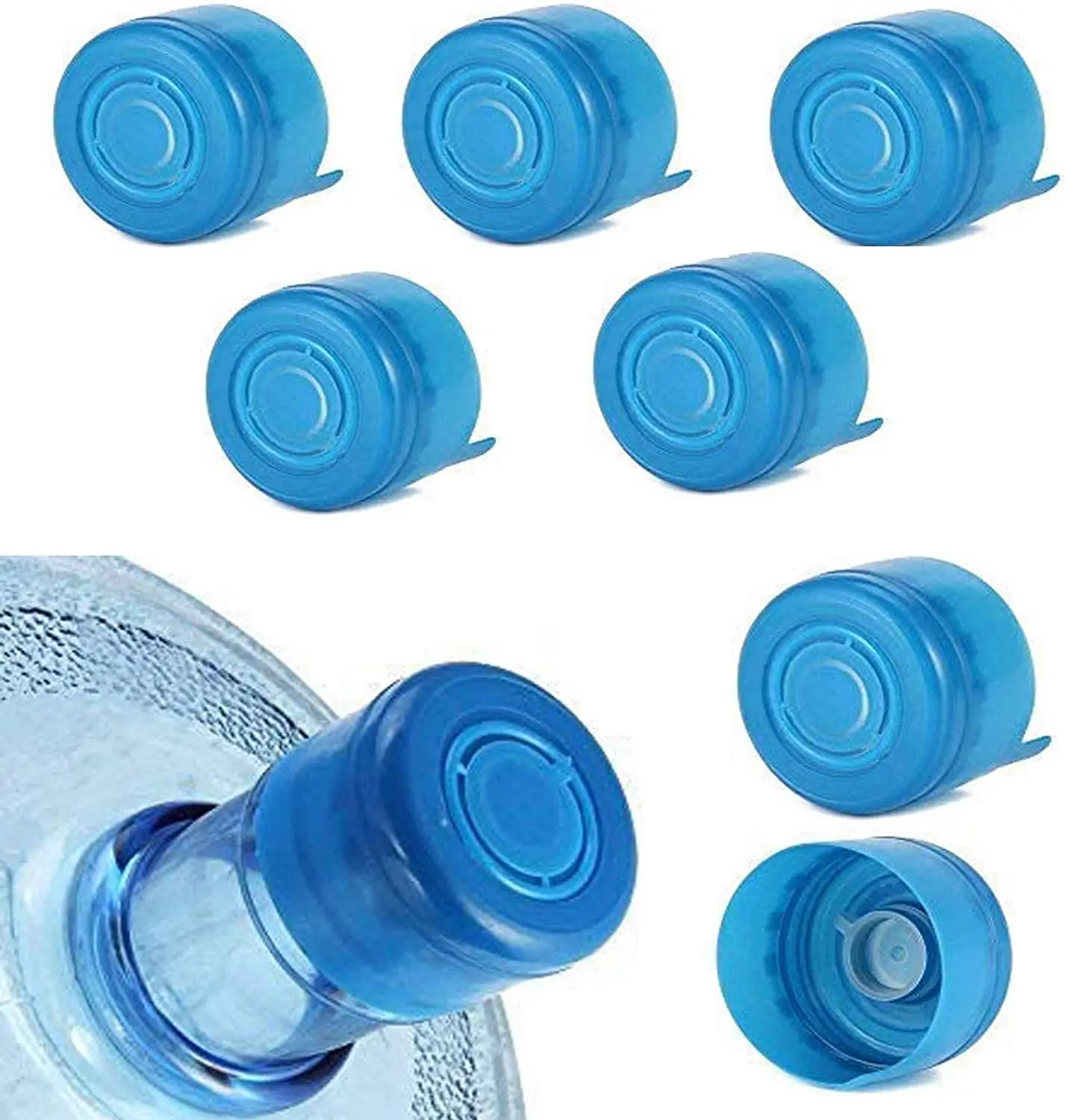 5PCS 55mm 3 and 5 Gallon Non-Spill Caps,Replacement Water Bottle Snap On Cap Anti Splash Peel 5 Piece
