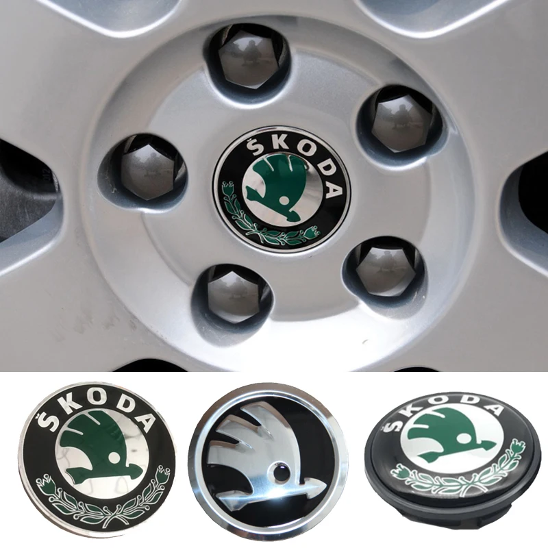 

56/60/65mm Car Wheel Rims Center Hub Caps Cover for Skoda Logo Rapid Kodiaq Fabia Karoq Laura Superb 2 VRS Yeti Octavia Scala