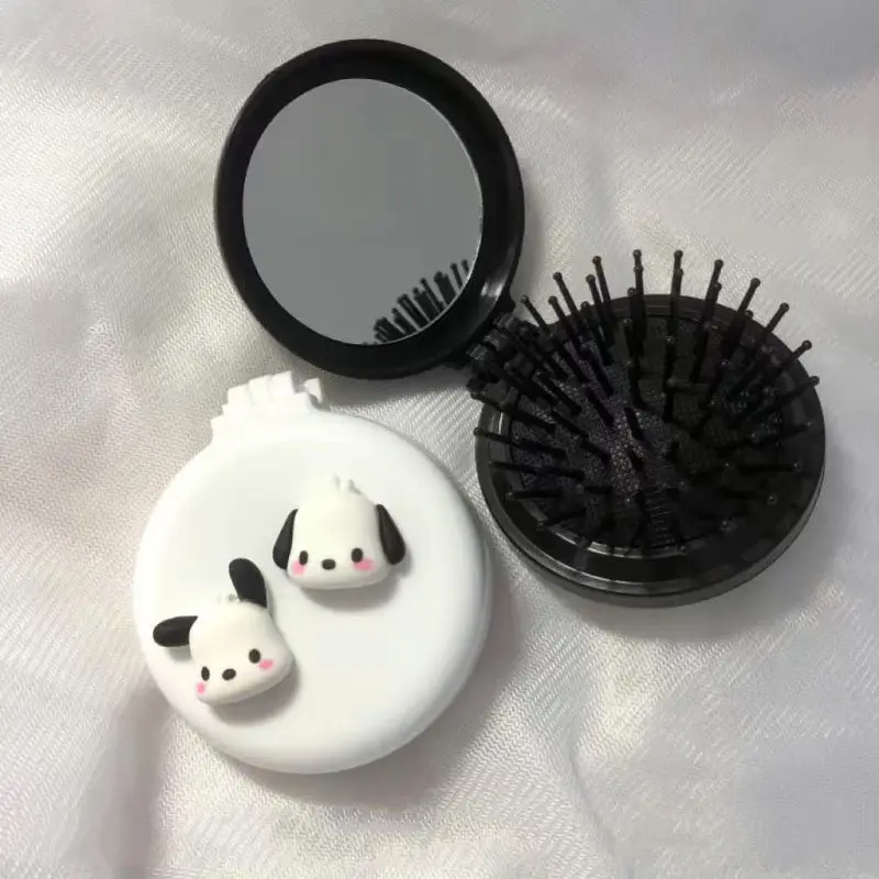 

Kawaii Sanrioed Pochacco Massage Comb Cartoon Cute Girl Heart Portable Flap Foldable Airbag Comb Beauty Mirror Gift for Girls