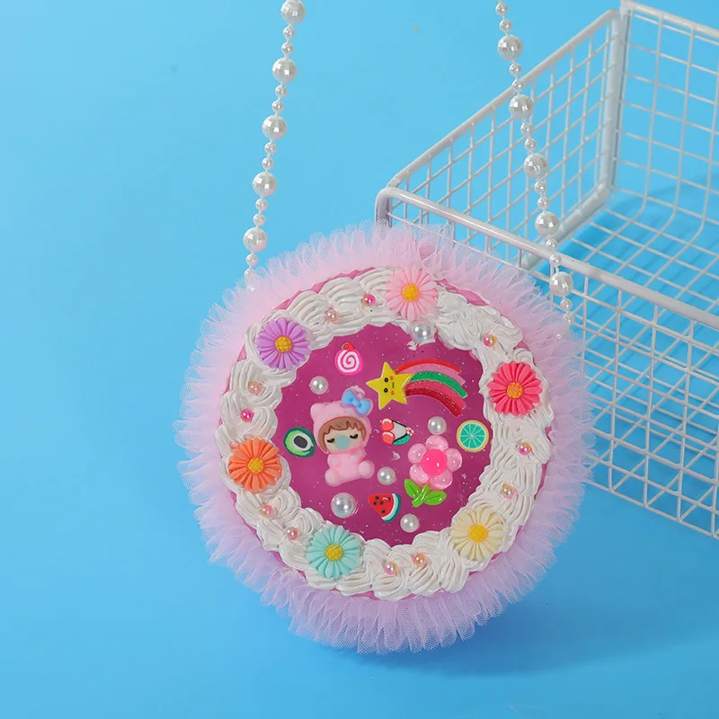 Handmade Material Pack Cream Gel DIY Satchel Girl Pearl Shoulder Bag Handicraft Accessories Crossbody Bag Children's Day Gifts