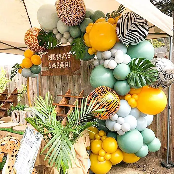 

119pcs Jungle Safari Animal Balloons Set Leopard Print Foil Balloons Latex Helium Globos Wedding Birthday Party Decorations