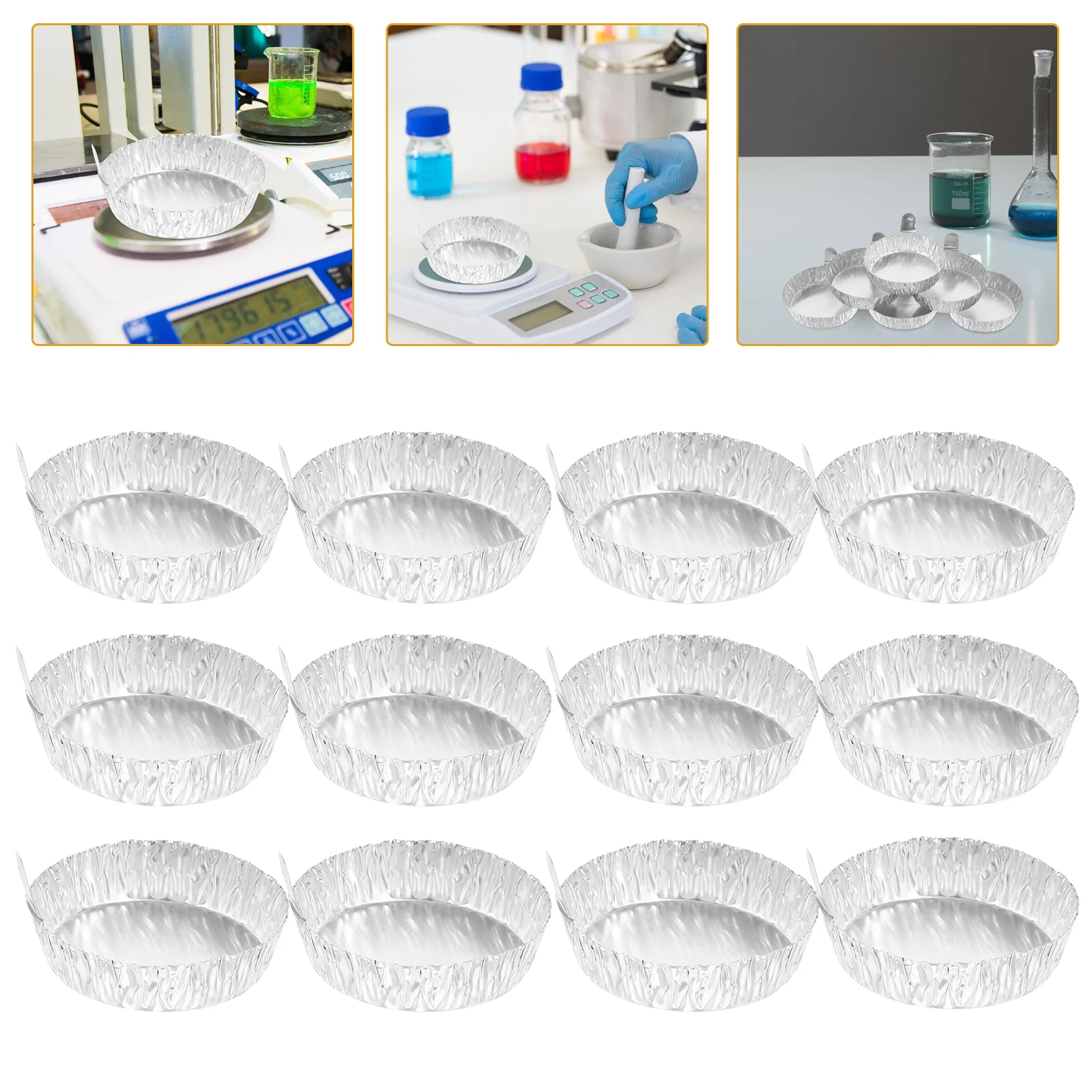 

100 Pcs Aluminum Foil Weighing Dish Surface Plate Boats Lab Equipment Caliber Labs Supplies Measuring Sample Tray Plates Dishes