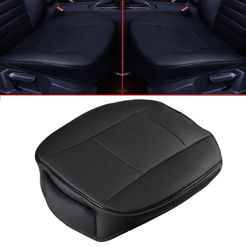 

Deluxe PU Leather Auto Front Seat Protector Cover Garnish Anti-slip Cushion Black All Seasons Universal Interior Car Accessories
