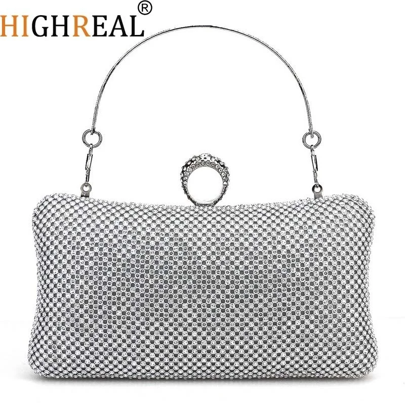 

Clutch Handbag Ladies Evening Party Clutch Bag Chain Women Wallet Purse for Cellphone Lipstick Wedding Clutch Silver