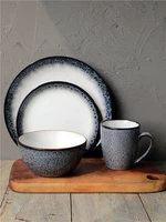 kiln glaze series retro ink gray spotted ceramic dinner bowl dinner plate mug steak plate noodle bowl