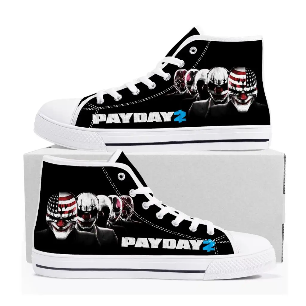 

PAYDAY 2 High Top Sneakers Hot Cartoon Game Mens Womens Teenager High Quality Fashion Canvas Shoes Casual Tailor Made Sneaker