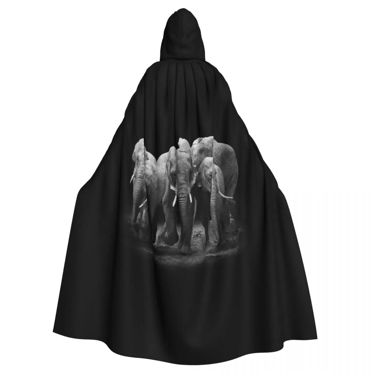 

Unisex Witch Party Reversible Hooded Adult Vampires Cape Cloak Elephant On Dark