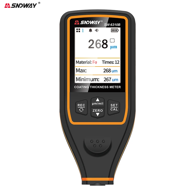 Измеритель толщины покрытия SNDWAY SW-6310A 0-1700 мкм, автоматический двухрежимный (FeNFe), с 2-дюймовым экраном, 30 мест для хранения данных, тестер для автомобильной краски и пленок (art.: 3920dbd2b54a3) - 3920dbd2b54a3