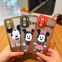 couple mickey minnie cartoon case phone for xiaomi redmi 9a 10c 9t 9c note 11 10 9 8 7 pro 5g frosted translucent matte cover