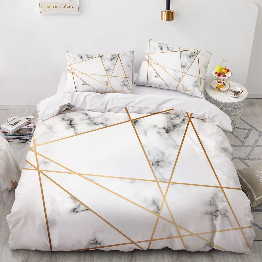 

Simple Bedding Sets 3D Marbling Duvet Quilt Cover Set Comforter Bed Linen Pillowcase King Queen Full Double Single Home Texitle