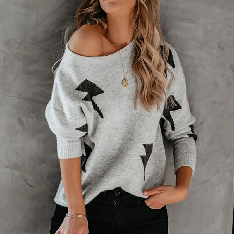 

Women Long Sleeve Casual Slim Pullover Jumper Knitwear Basic Sweater Autumn Winter 2021 Lightning Sweaters Female New Clothing