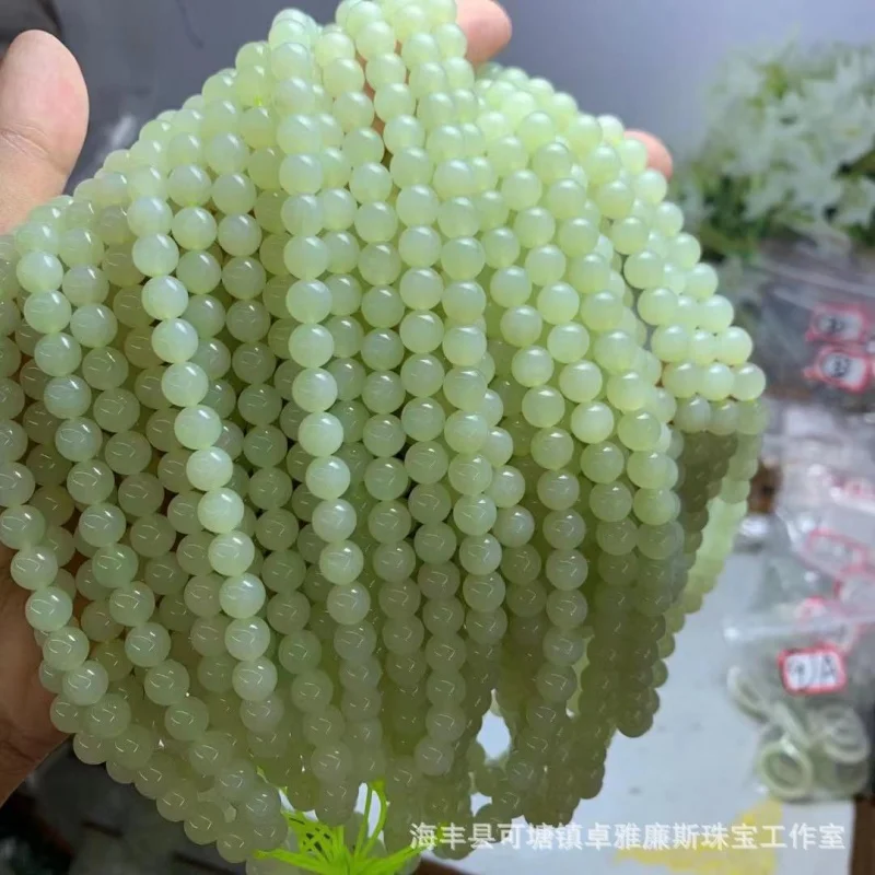 Qinghai материал около 7 мм желтый рот 108 Hetian нефритовый Будда бусины