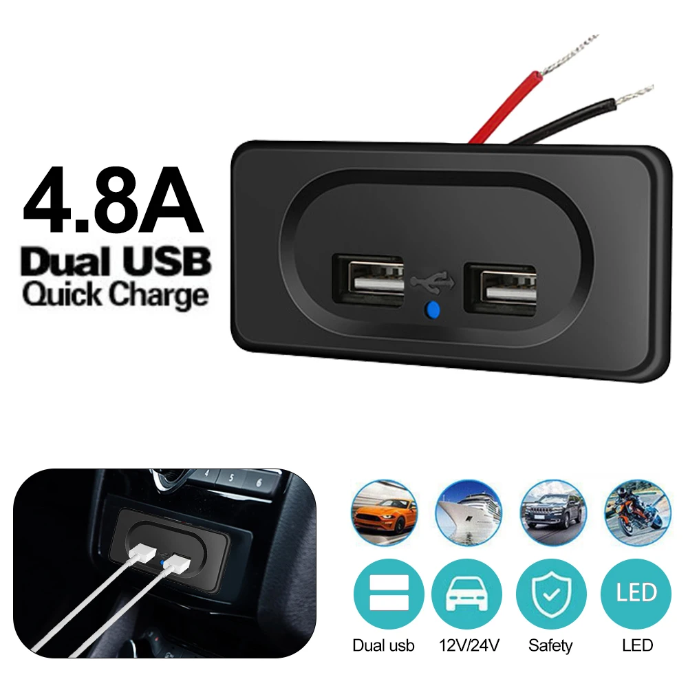 

Розетка зарядная с двумя USB-портами, 3,1 А, 4,8 А