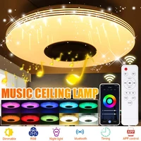 240w music led ceiling light 3d rgb flush mount round music app bluetooth speaker smart ceiling lamp with remote control