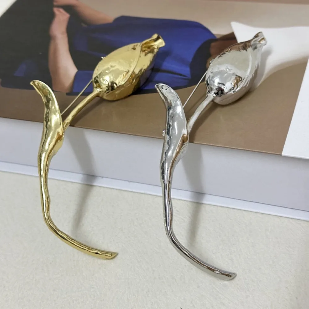 Элегантная брошь в виде бутона цветка изысканная гальваническая булавка для