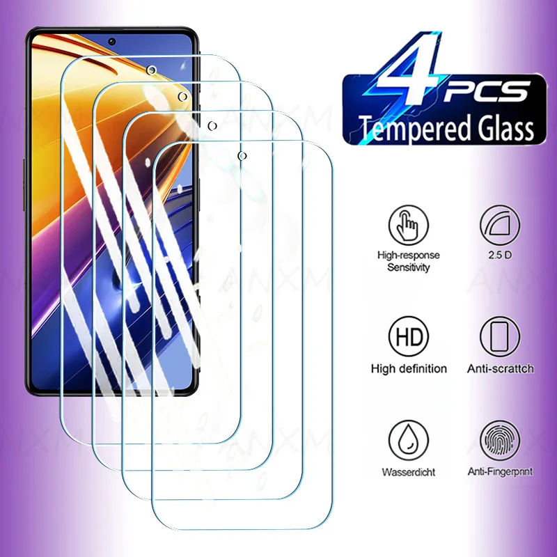 

2/4 шт. закаленное стекло для Xiaomi POCO M5 M4 M3 Pro M5s 5G C40 C50, Защита экрана для POCO X5 X4 X3 F3 F4 GT Pro, стеклянная пленка