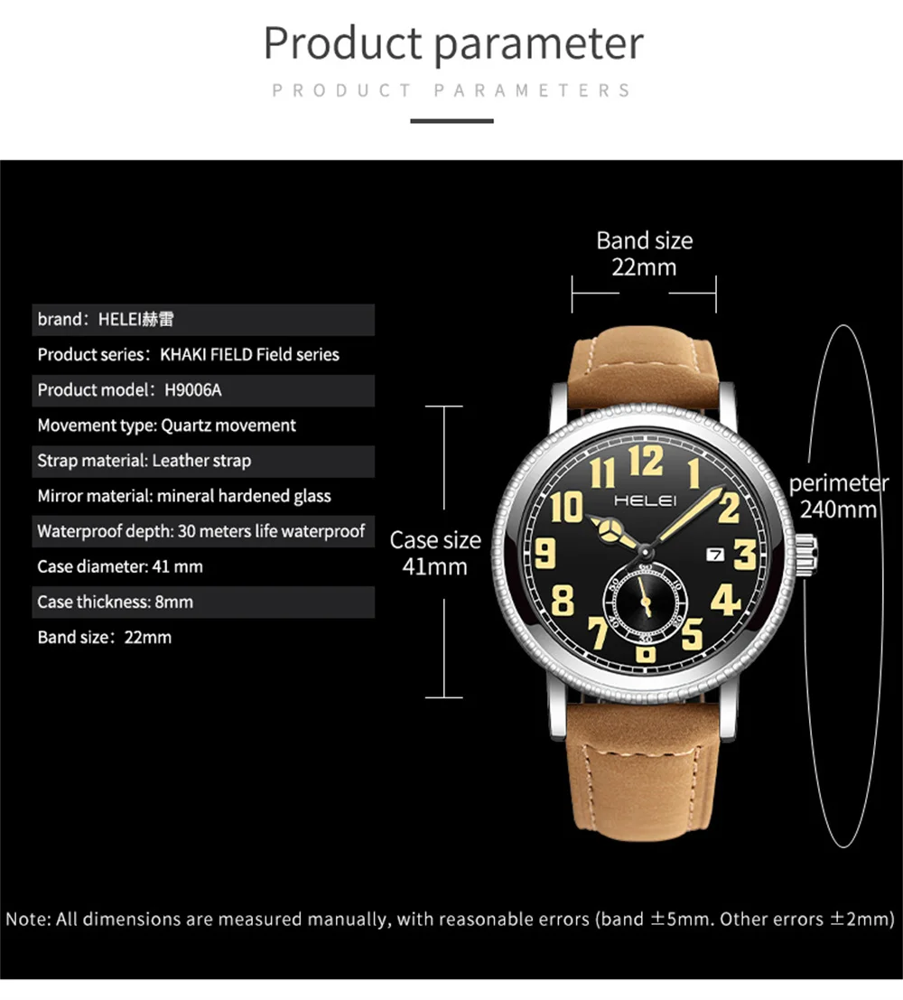 HELEI 9006AL Мужские кварцевые часы