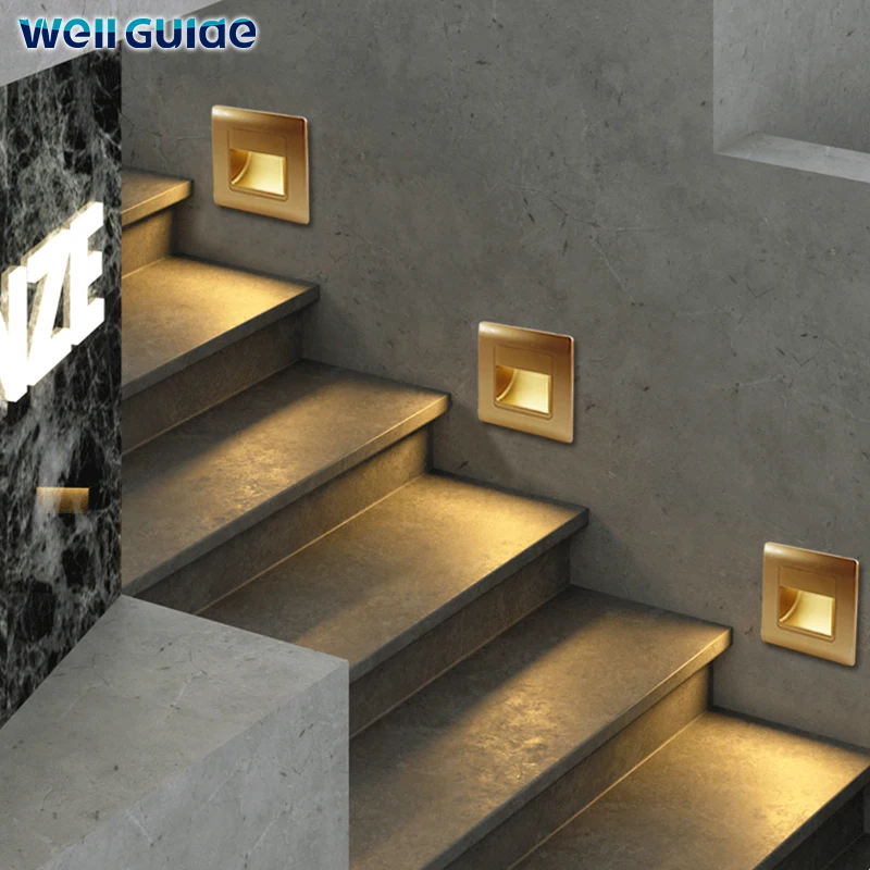 Recessed Led Wall Lamp PIR Motion Sensor Stair Case Light AC85-265V Step Lamp Corridor Lighting Indoor Wall Lighting