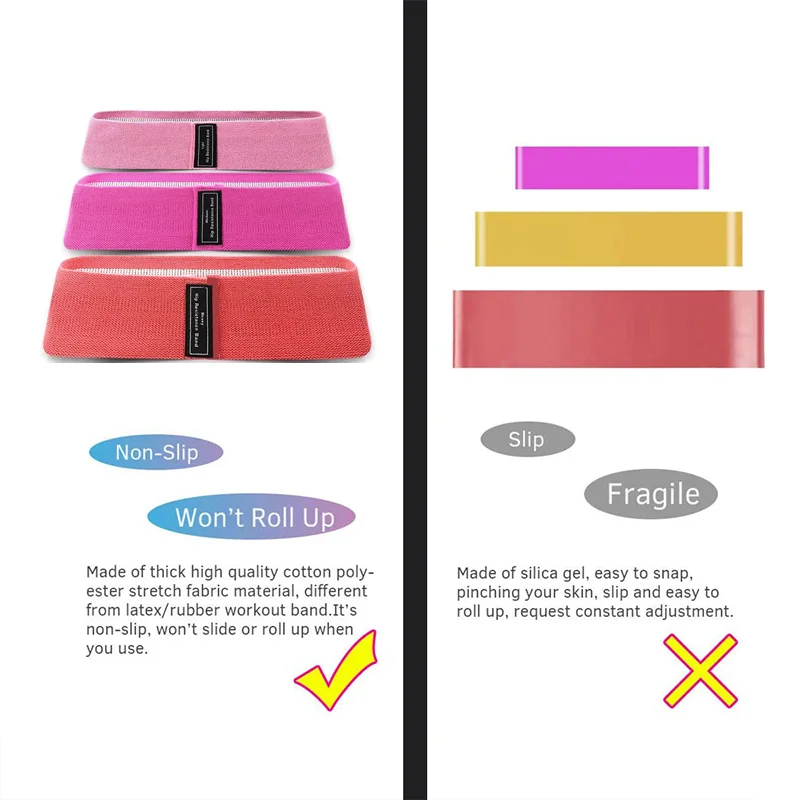 Плетеная тканевая петля для тренировок набор из 3 эластичных лент ног и бедер