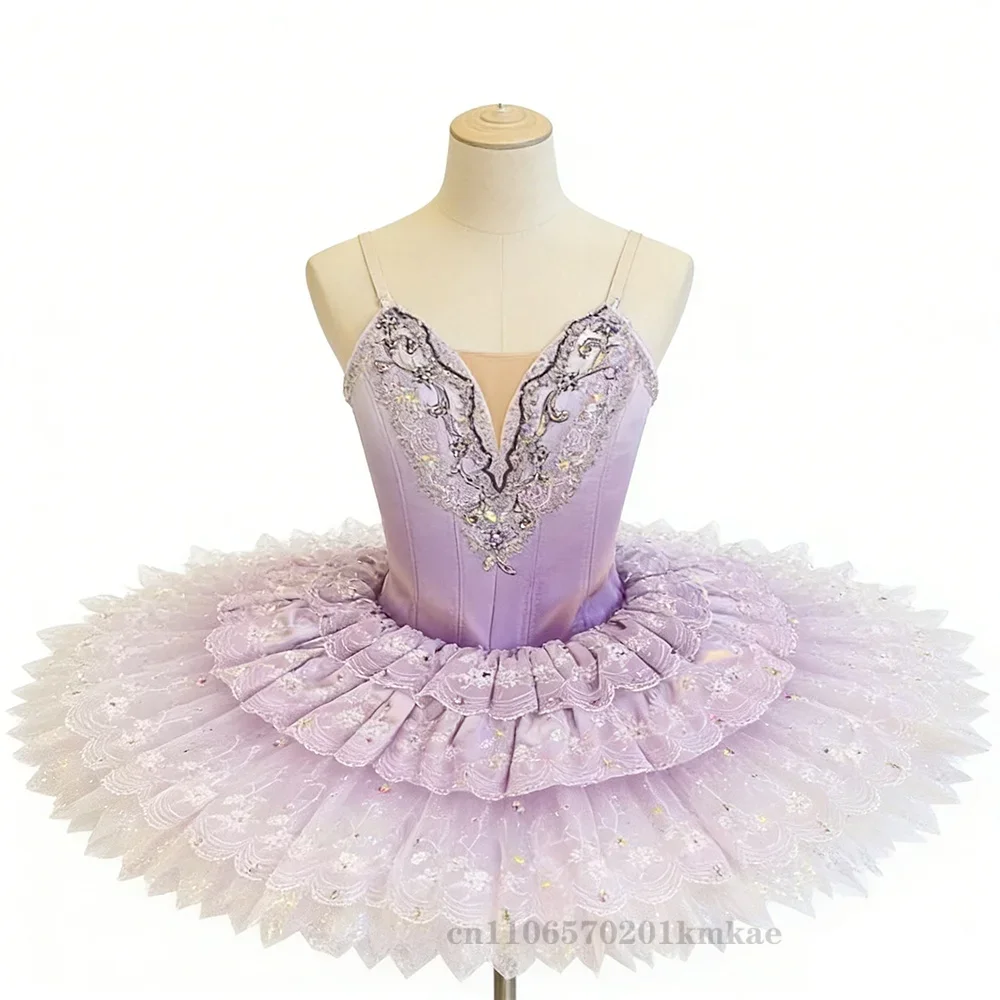 Фото Балетное платье-пачка Lilac Candy Fairy для девочек и взрослых, индивидуальный костюм для соревнований, блестящий наряд балерины для сценических выступлений №3