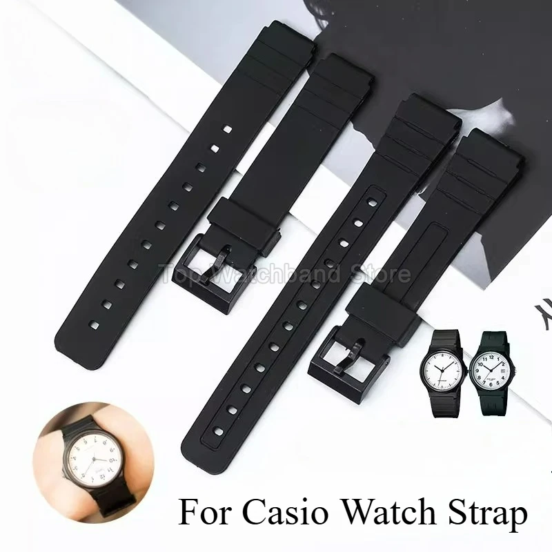 Фото Высококачественный резиновый ремешок из смолы для Casio MQ-24/58/71/76 MW-59, классический черный ремешок для часов, аксессуары, черный 16 мм №1