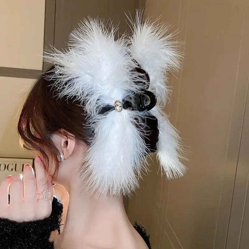 

Винтажная заколка для волос с украшением из перьев, блестящая заколка для волос, нежная заколка для волос для женщин