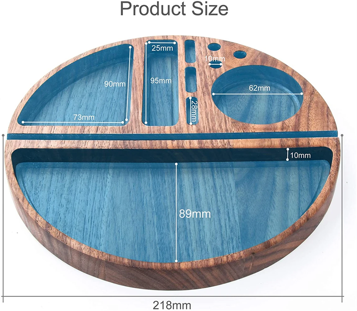 Wood Rolling Tray Black Walnut Smoking Paper Console Tobacco Herb Grinding Weed with 3 Slots | Дом и сад