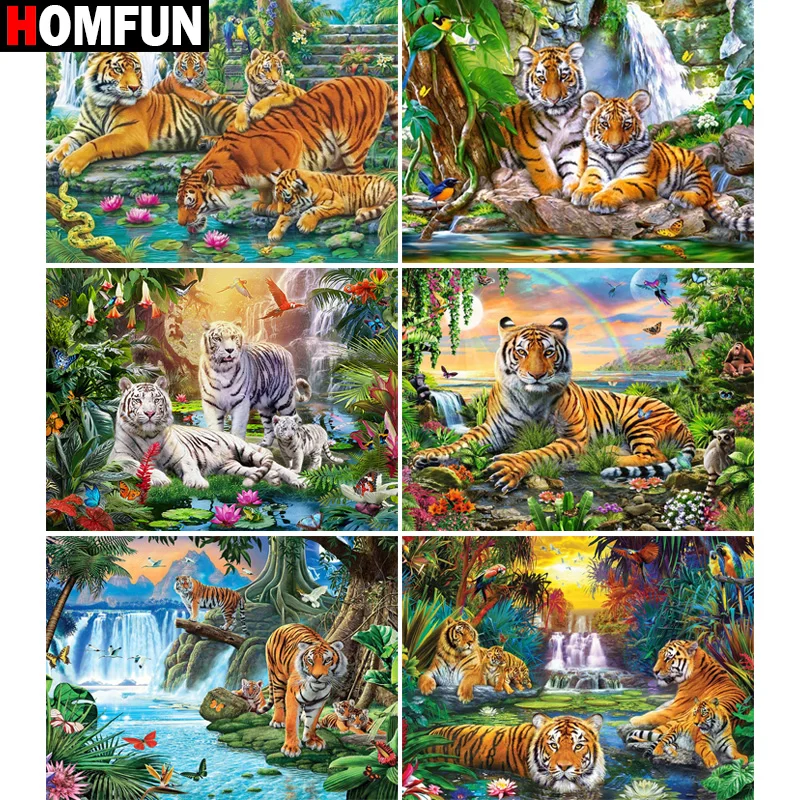 

Алмазная 3D картина HOMFUN «тигровый пейзаж», Набор для вышивки крестиком «сделай сам», квадратная, круглая вышивка