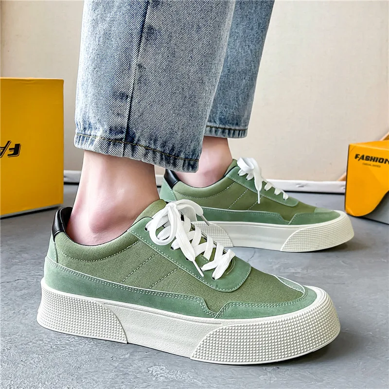 

2022 Spring New Fashion Canvas Shoes Thick Bottom Heightening Casual Shoes Trendy Fashion Sports Sneakers Men's Shoes