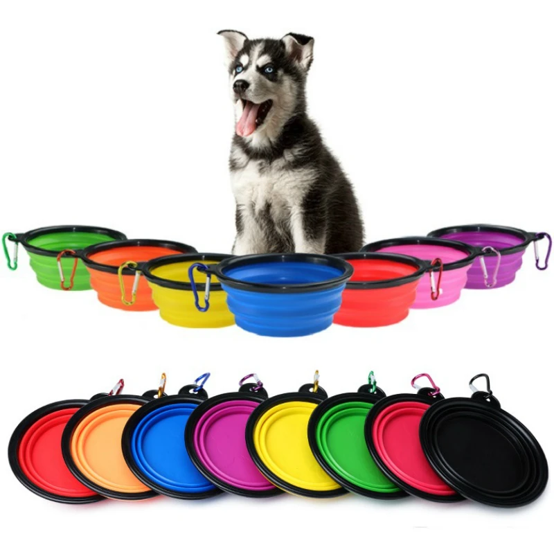 Portable Folding Travel Dog Bowls 350ml with Carabiner Feeding Collapsible Dog Food Container Cat Bowl Pet Supplies P001