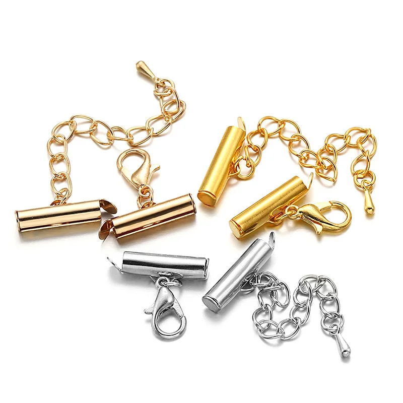 

10/13/16mm 5Sets/Lot Sliding Pipe Tail Chain Clasp Buckles DIY Bracelet Jewelry End Extending Chain Connectors Making Accessory
